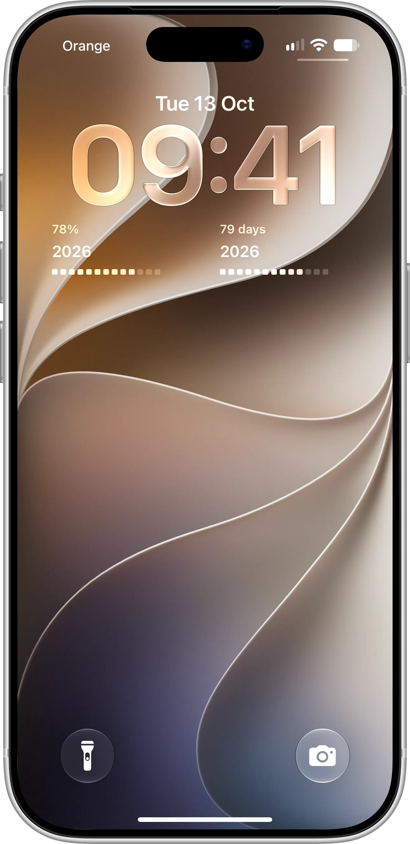 Countdown X Lock Screen widgets on iPhone showing year progress as days left and a percentage