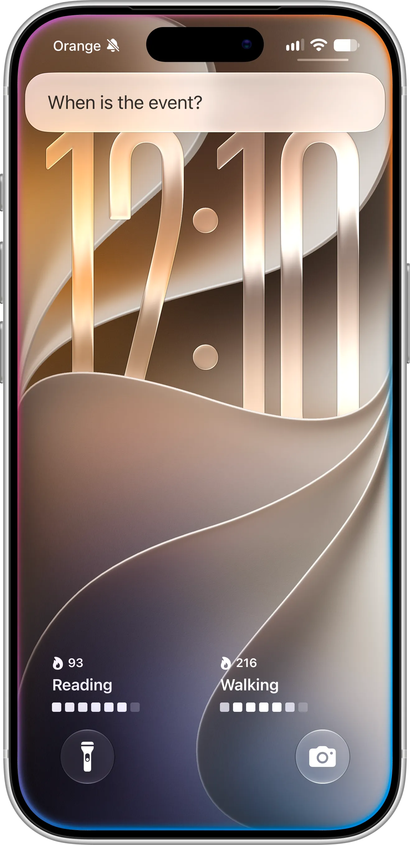 Countdown X Siri request on the iPhone Lock Screen with Siri asking “When is the event?”